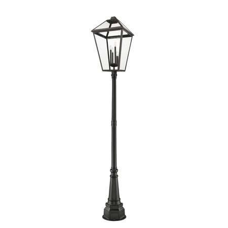 Z-Lite Talbot 4 Light Outdoor Post Mounted Fixture, Black & Clear Beveled 579PHXLXR-564P-BK